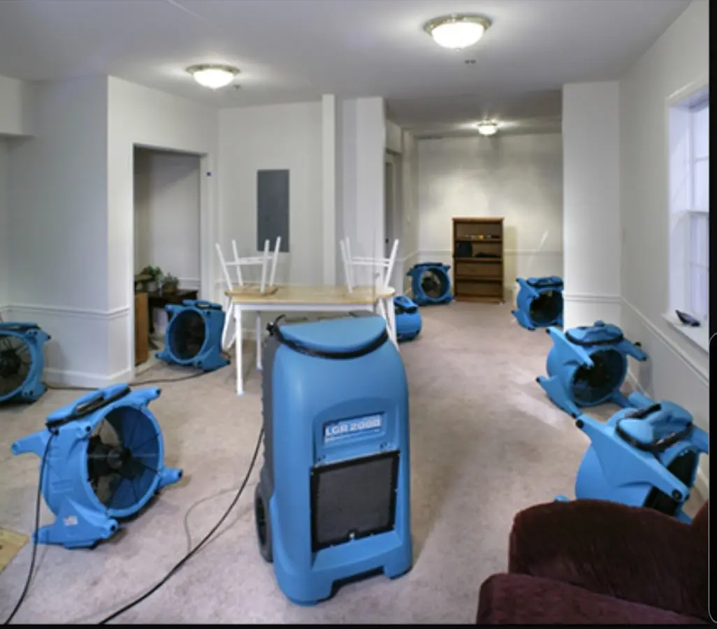 Air movers and dehumidifier setup for Water Extraction & Removal in North Reading